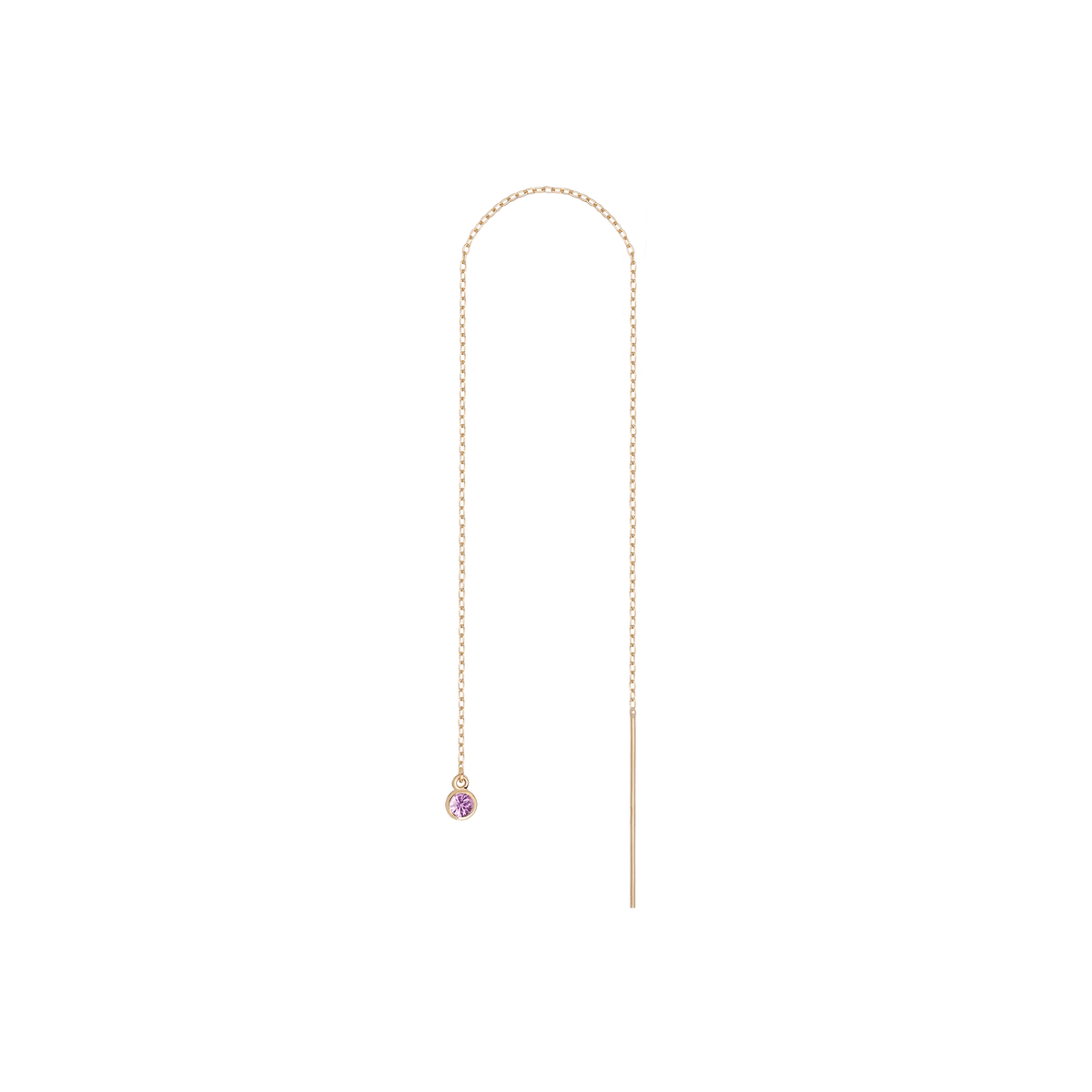 Birthstone Threader Dark Pink Sapphire - Oct 14K 18K Yellow Gold