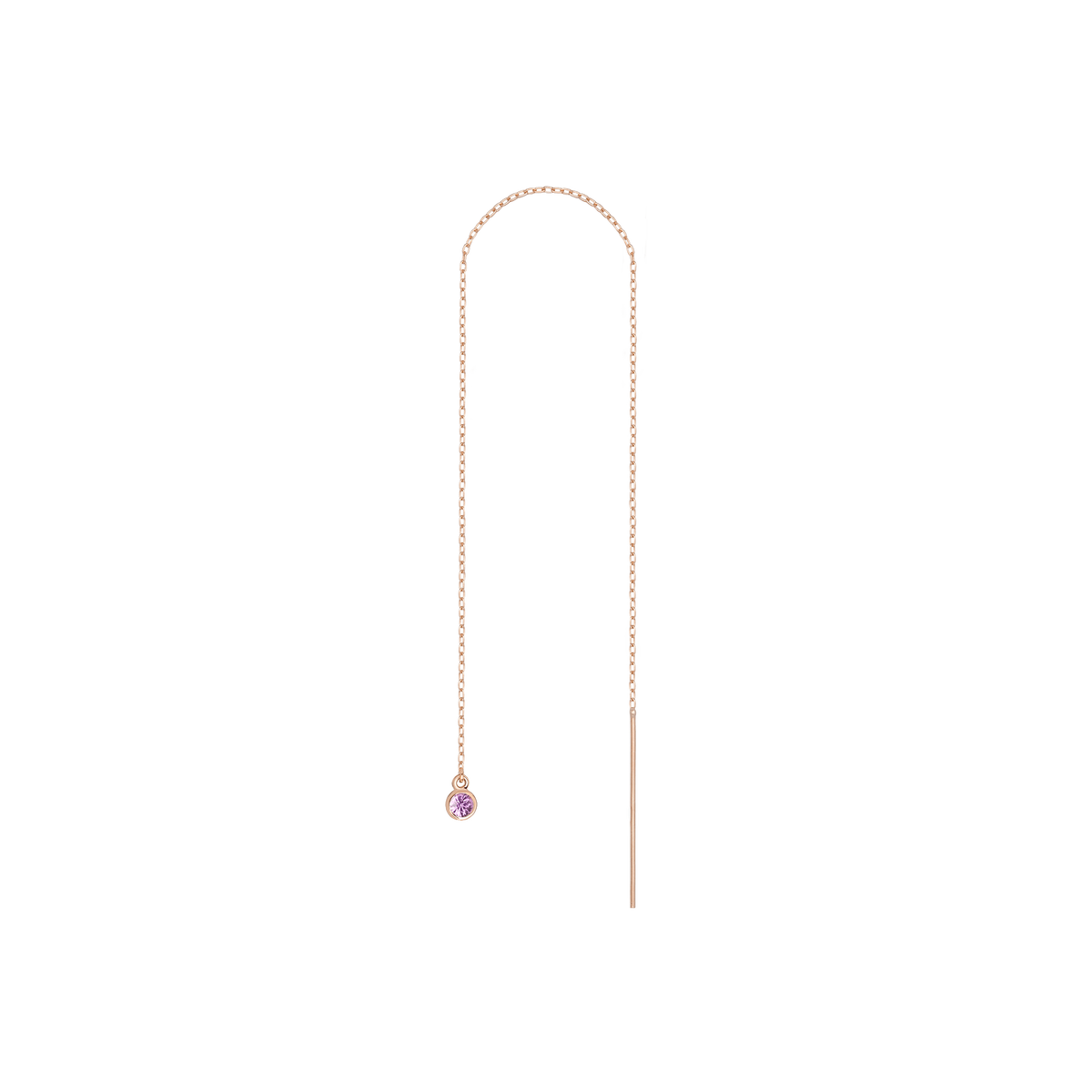 Birthstone Threader Dark Pink Sapphire - Oct 14K 18K Rose Gold