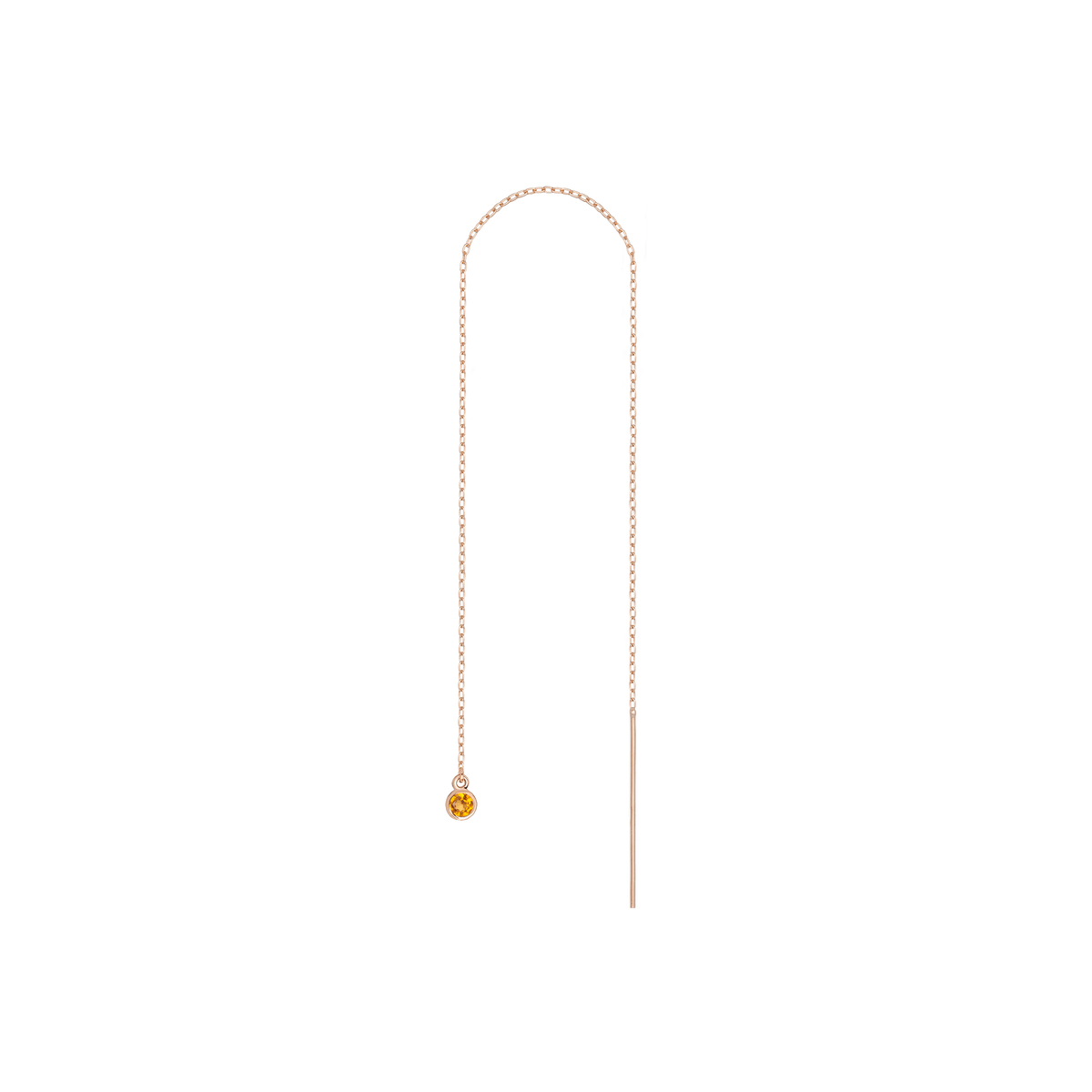 Birthstone Threader Dark Rose Citrine - Nov 14K 18K Rose Gold