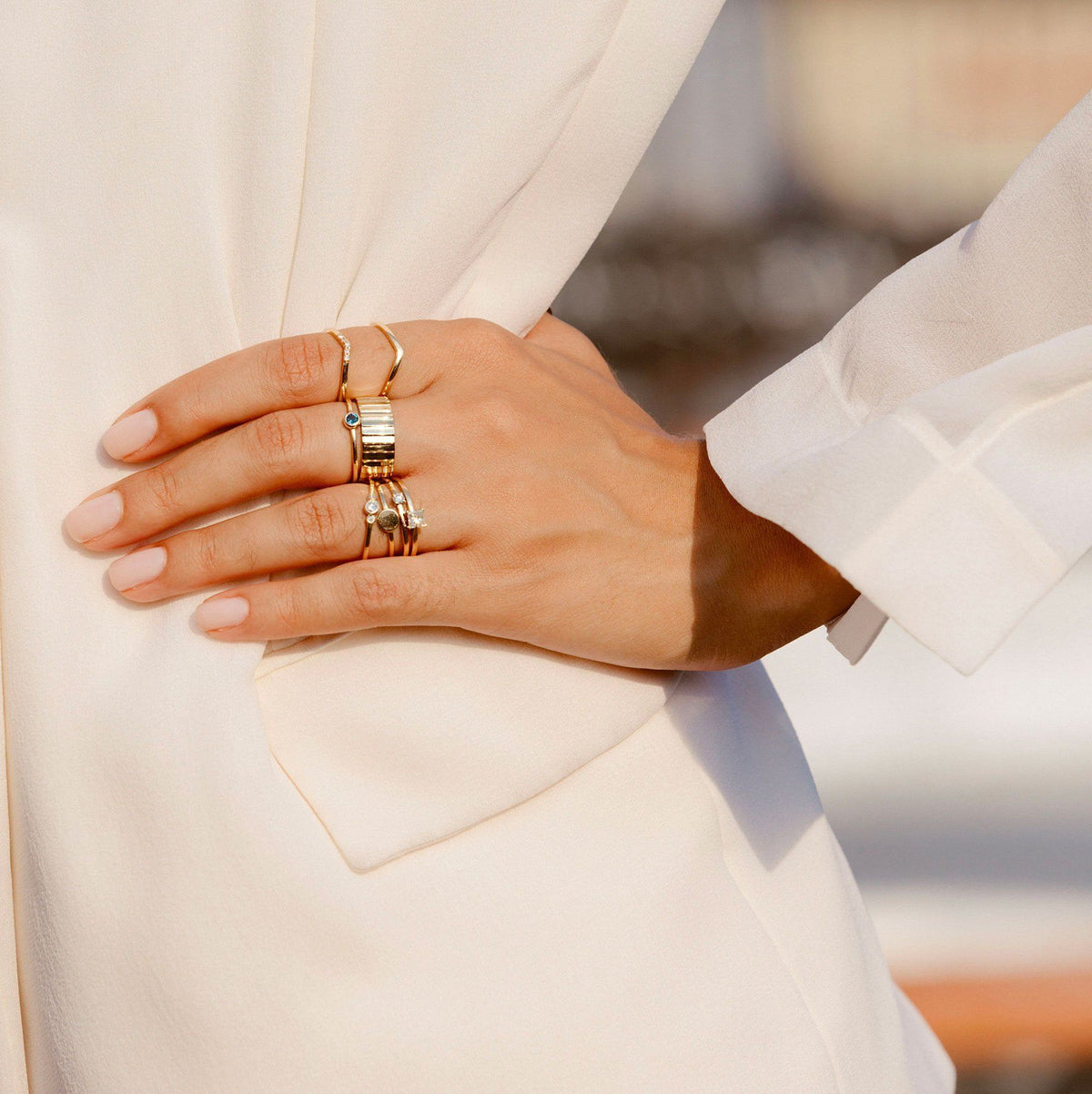 Birthstone Solitaire Ring Lifestyle Model