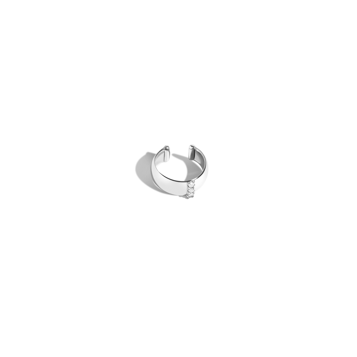 Bold Ear Cuff With Diamonds White Gold Vermeil 14k White Gold 18k White Gold Laid down    Front First