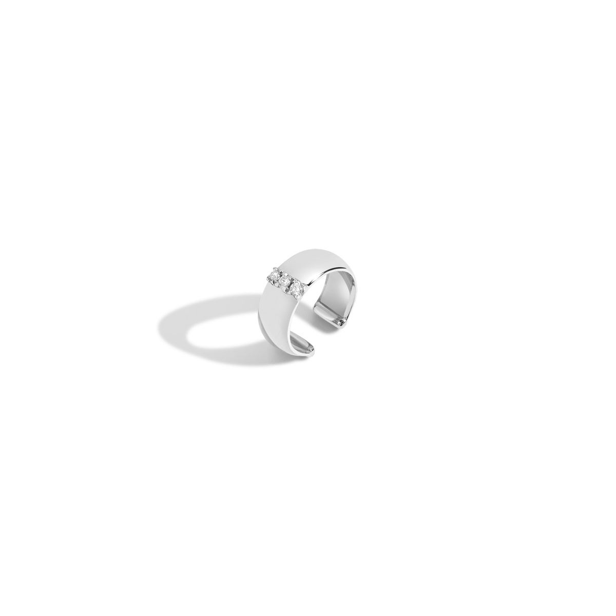 Bold Ear Cuff With Diamonds White Gold Vermeil 14k White Gold 18k White Gold Half Side