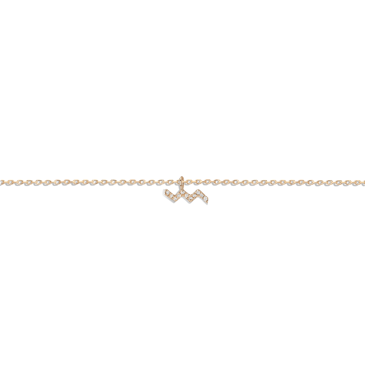 Pave Diamond Zodiac Bracelet Aquarius 14K 18K Yellow Gold