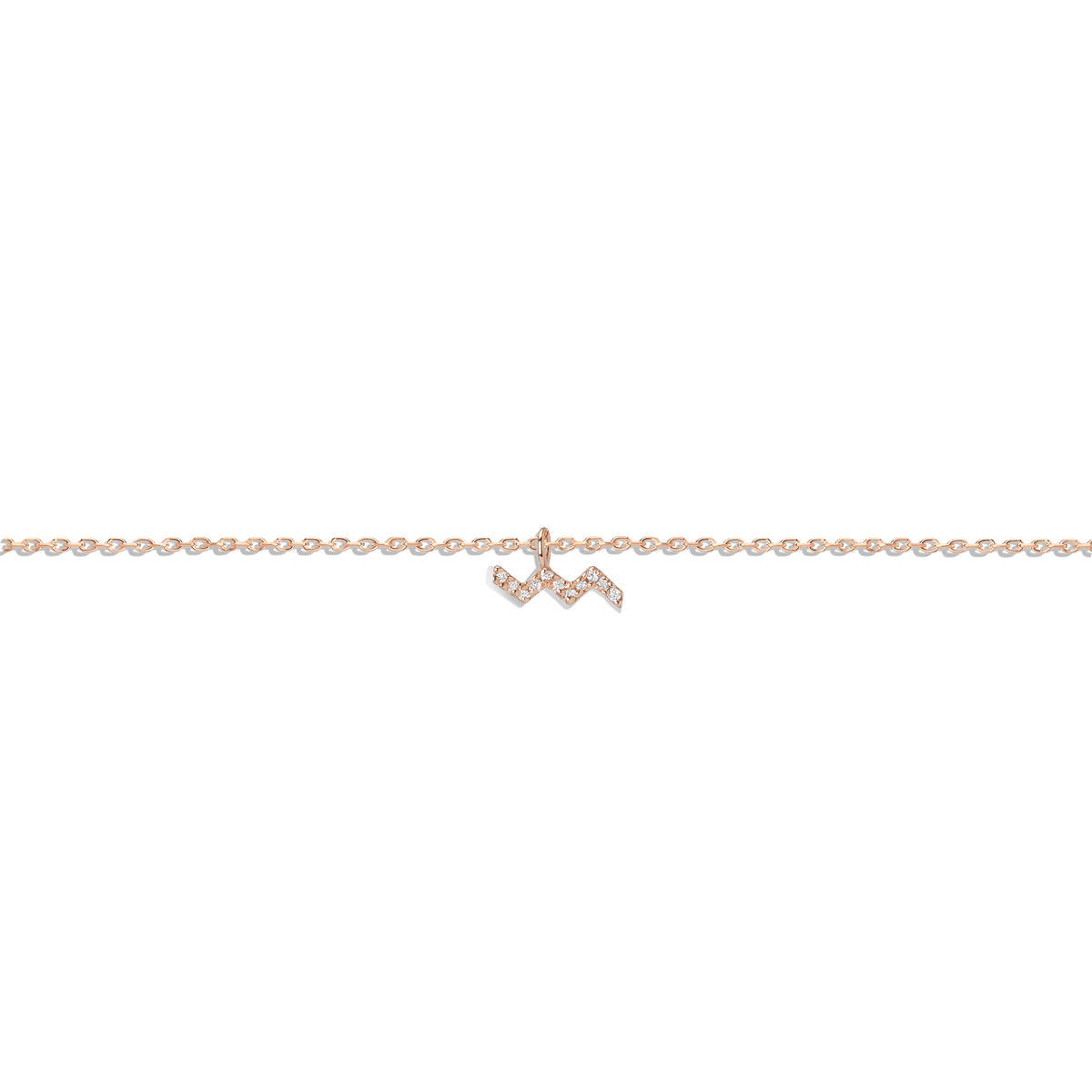 Pave Diamond Zodiac Bracelet Aquarius 14K 18K Rose Gold