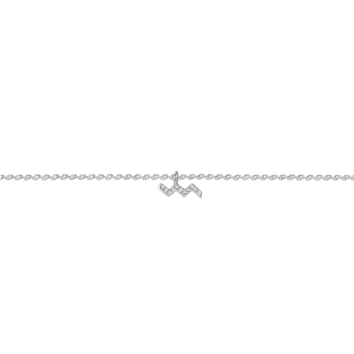Pave Diamond Zodiac Bracelet Aquarius 14K 18K White Gold