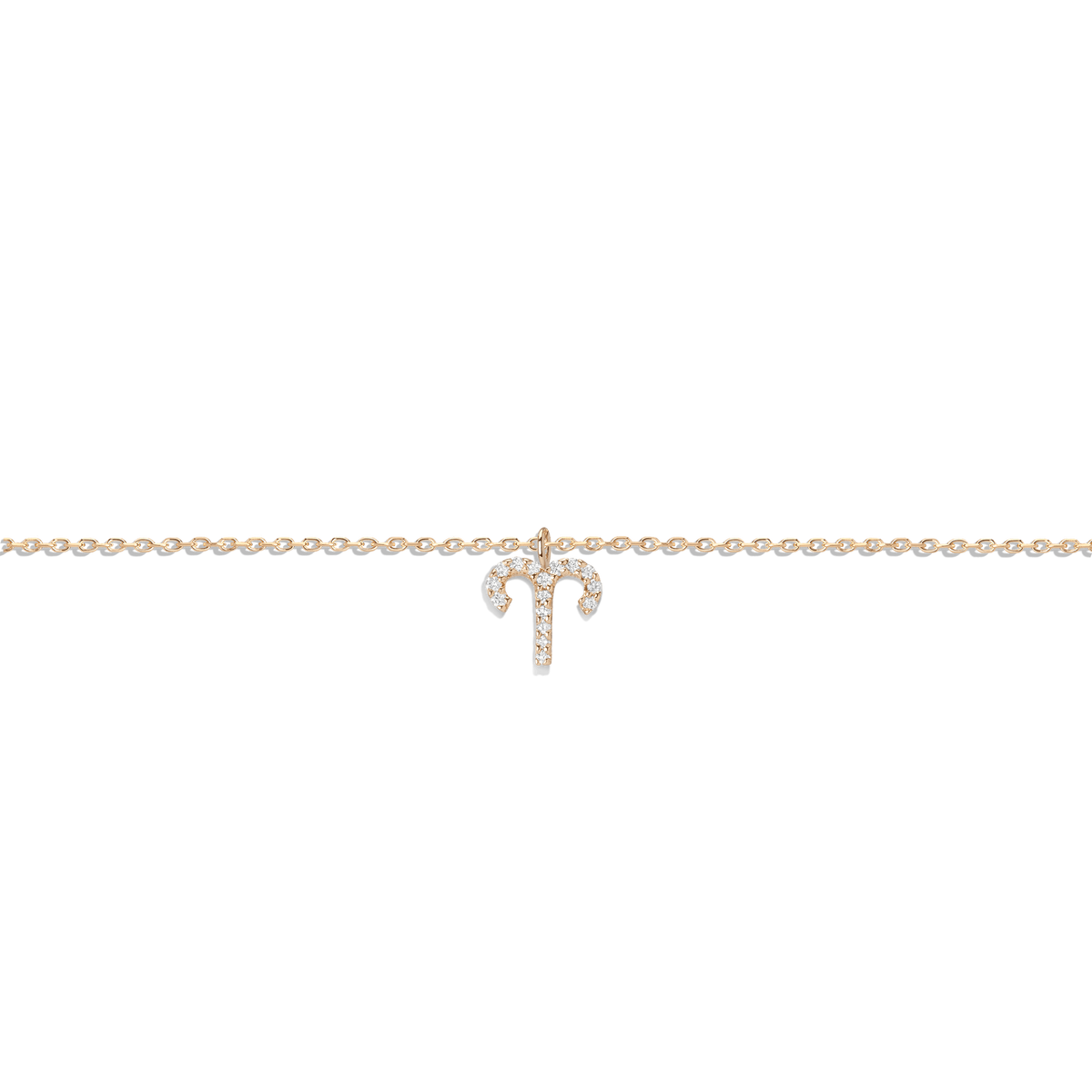 Pave Diamond Zodiac Bracelet Aries 14K 18K Yellow Gold