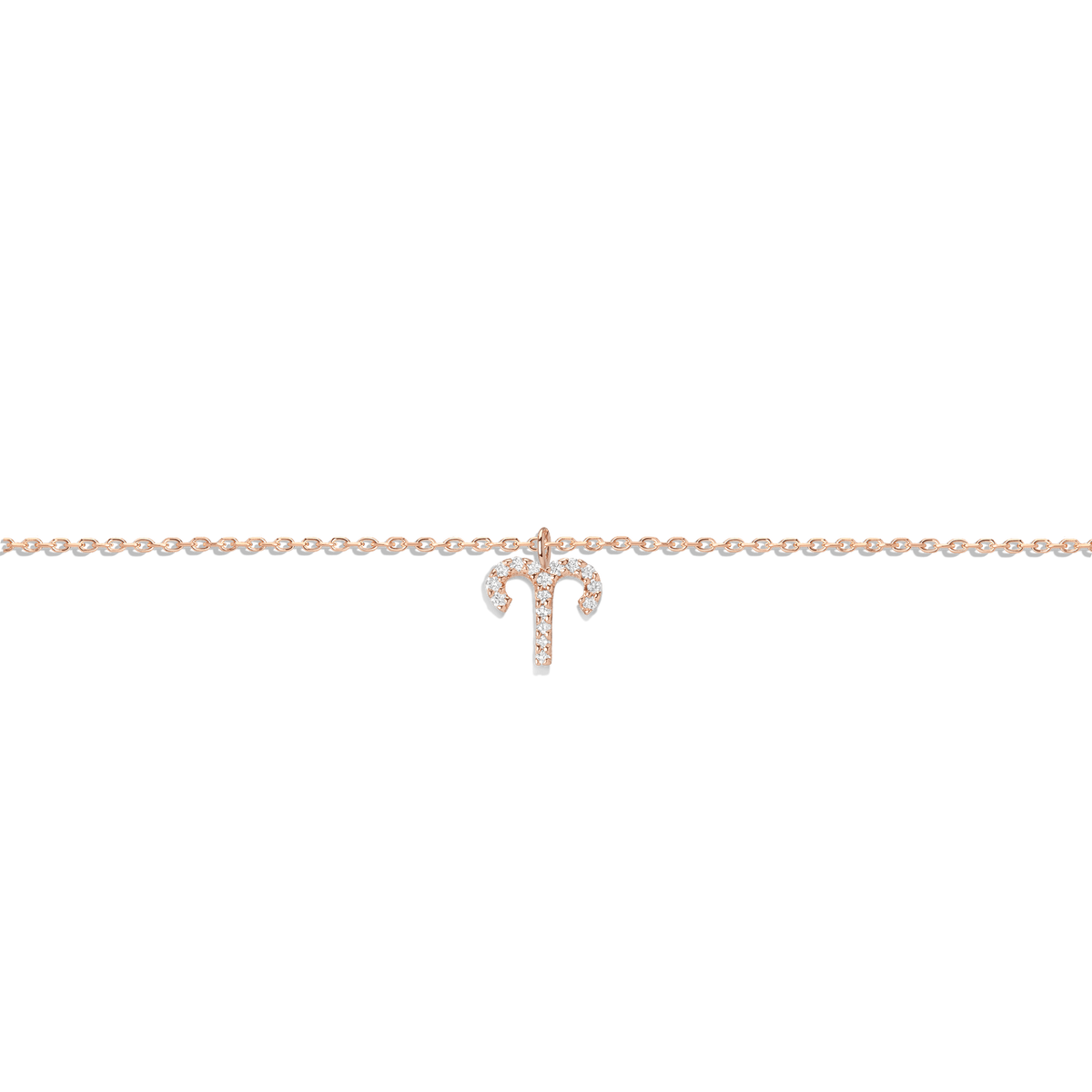 Pave Diamond Zodiac Bracelet Aries 14K 18K Rose Gold