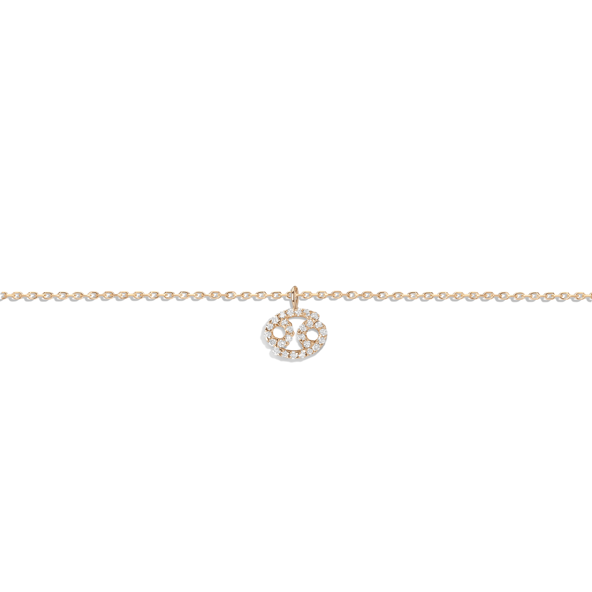 Pave Diamond Zodiac Bracelet Cancer 14K 18K Yellow Gold