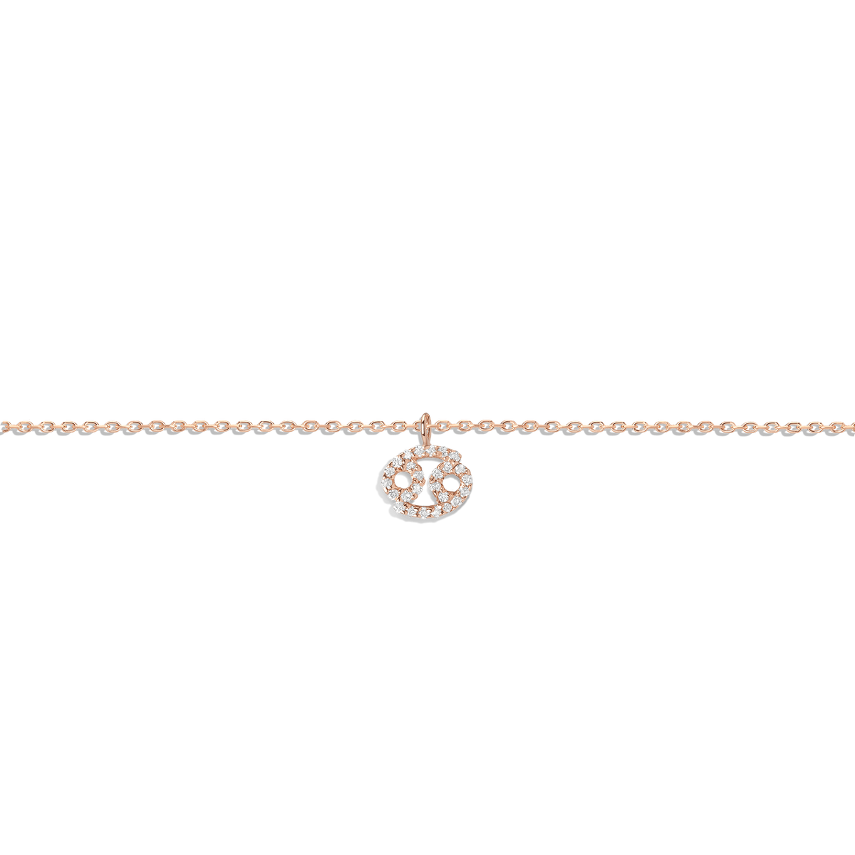 Pave Diamond Zodiac Bracelet Cancer 14K 18K Rose Gold
