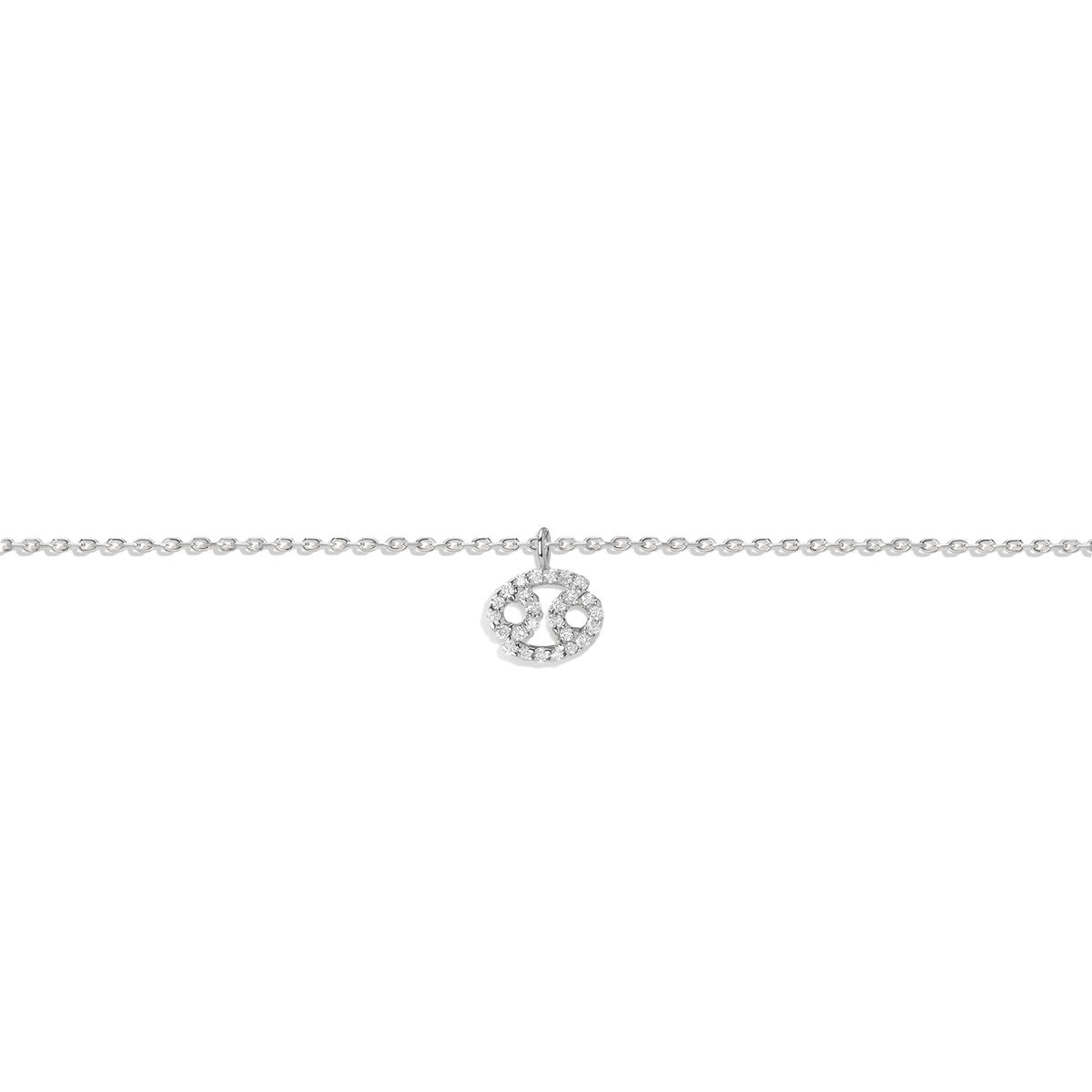 Pave Diamond Zodiac Bracelet Cancer 14K 18K White Gold