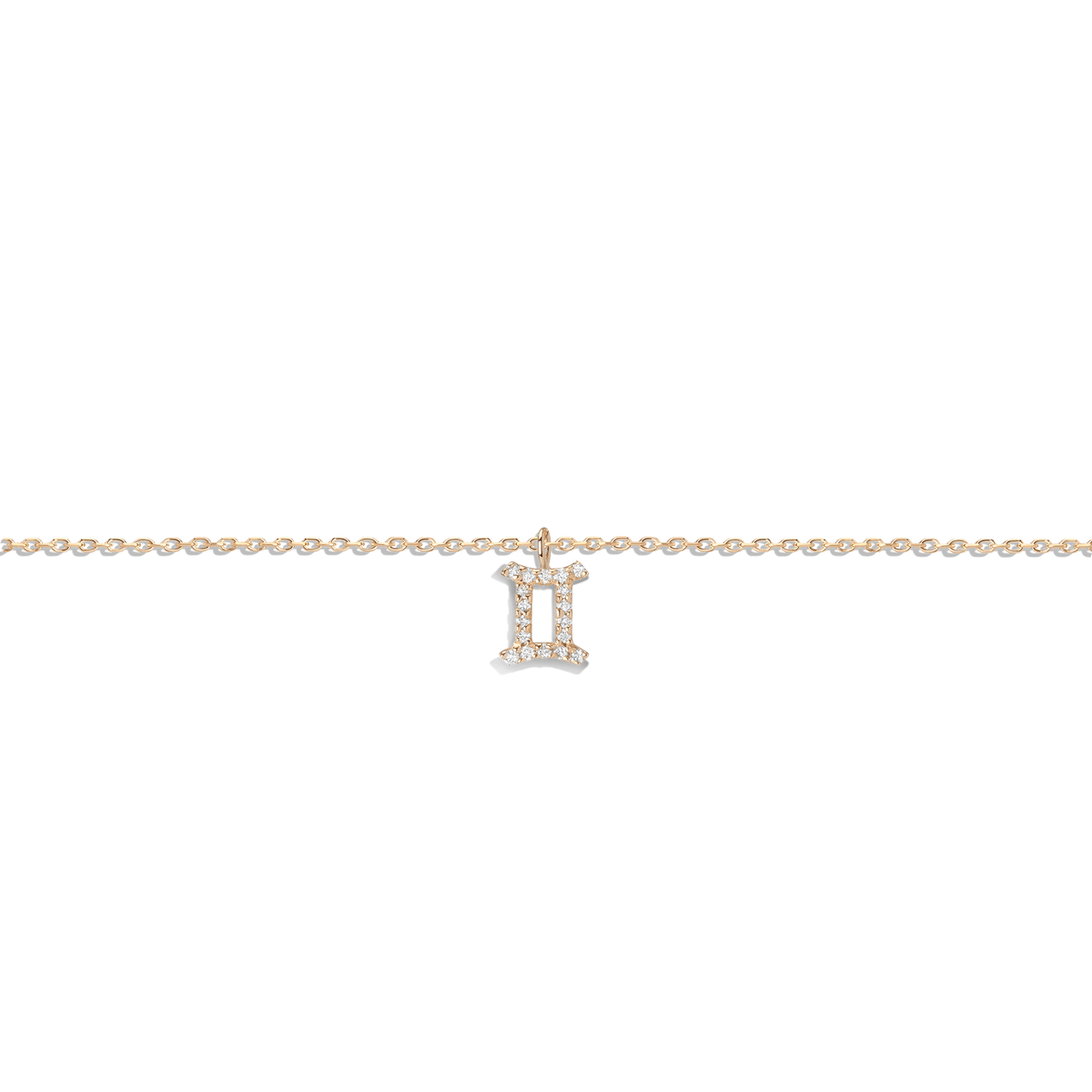 Pave Diamond Zodiac Bracelet Gemini 14K 18K Yellow Gold