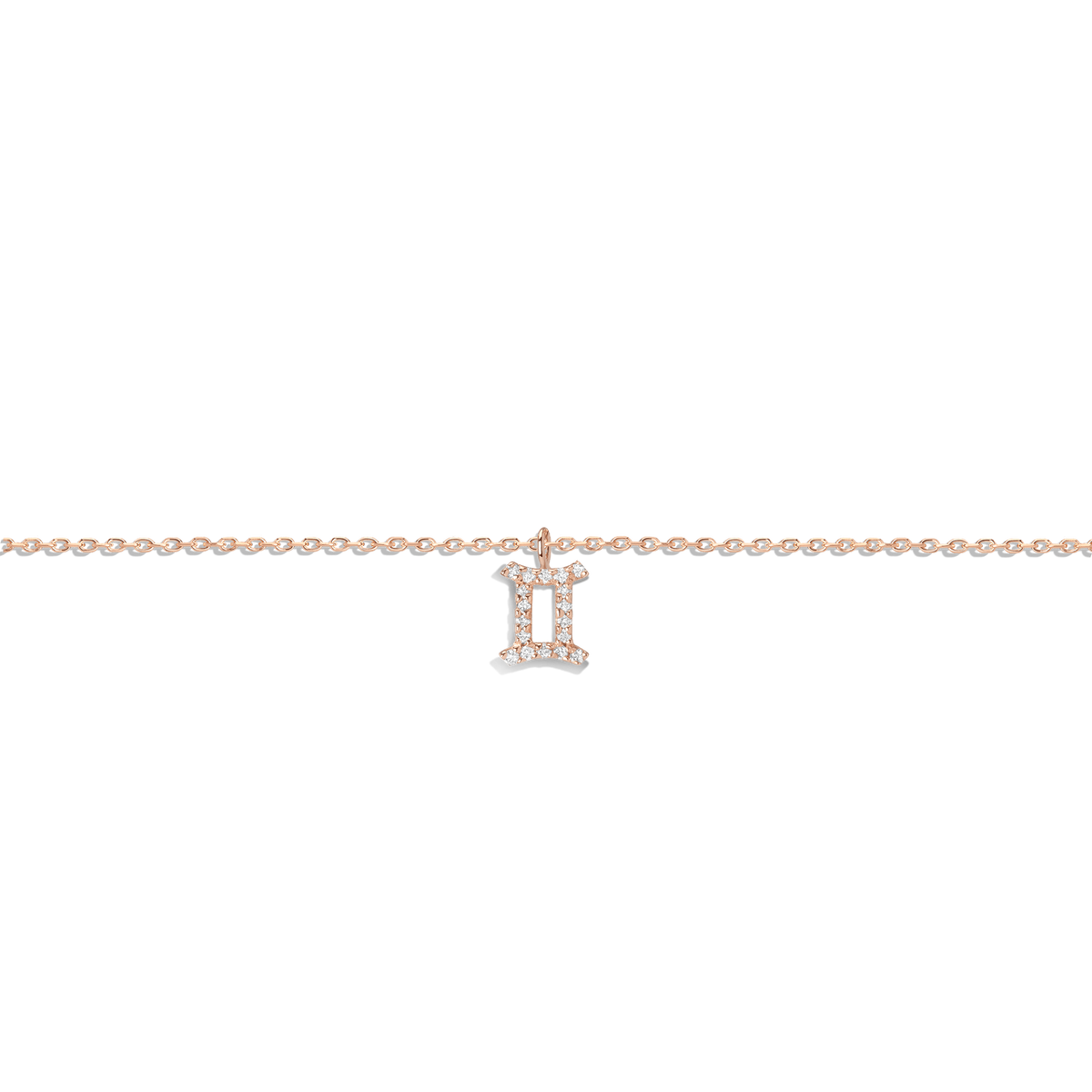 Pave Diamond Zodiac Bracelet Gemini 14K 18K Rose Gold