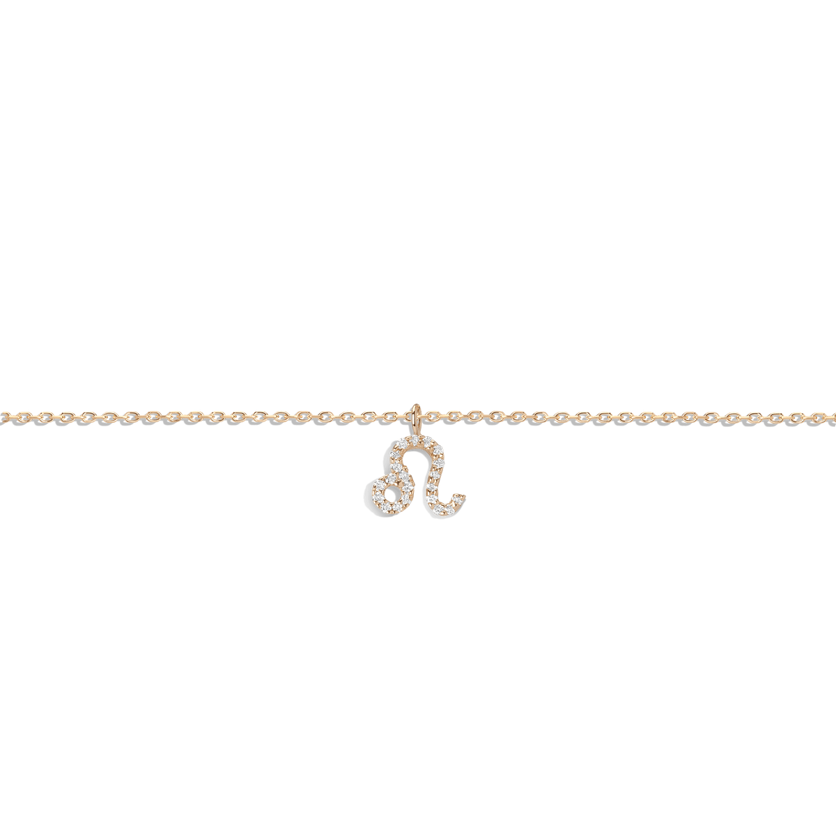 Pave Diamond Zodiac Bracelet Leo 14K 18K Yellow Gold