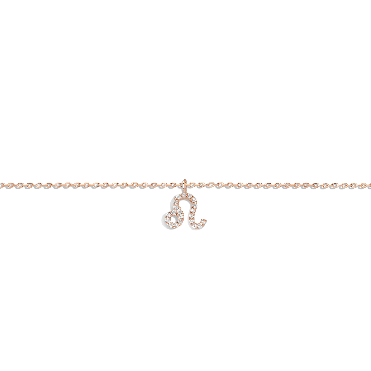 Pave Diamond Zodiac Bracelet Leo 14K 18K Rose Gold