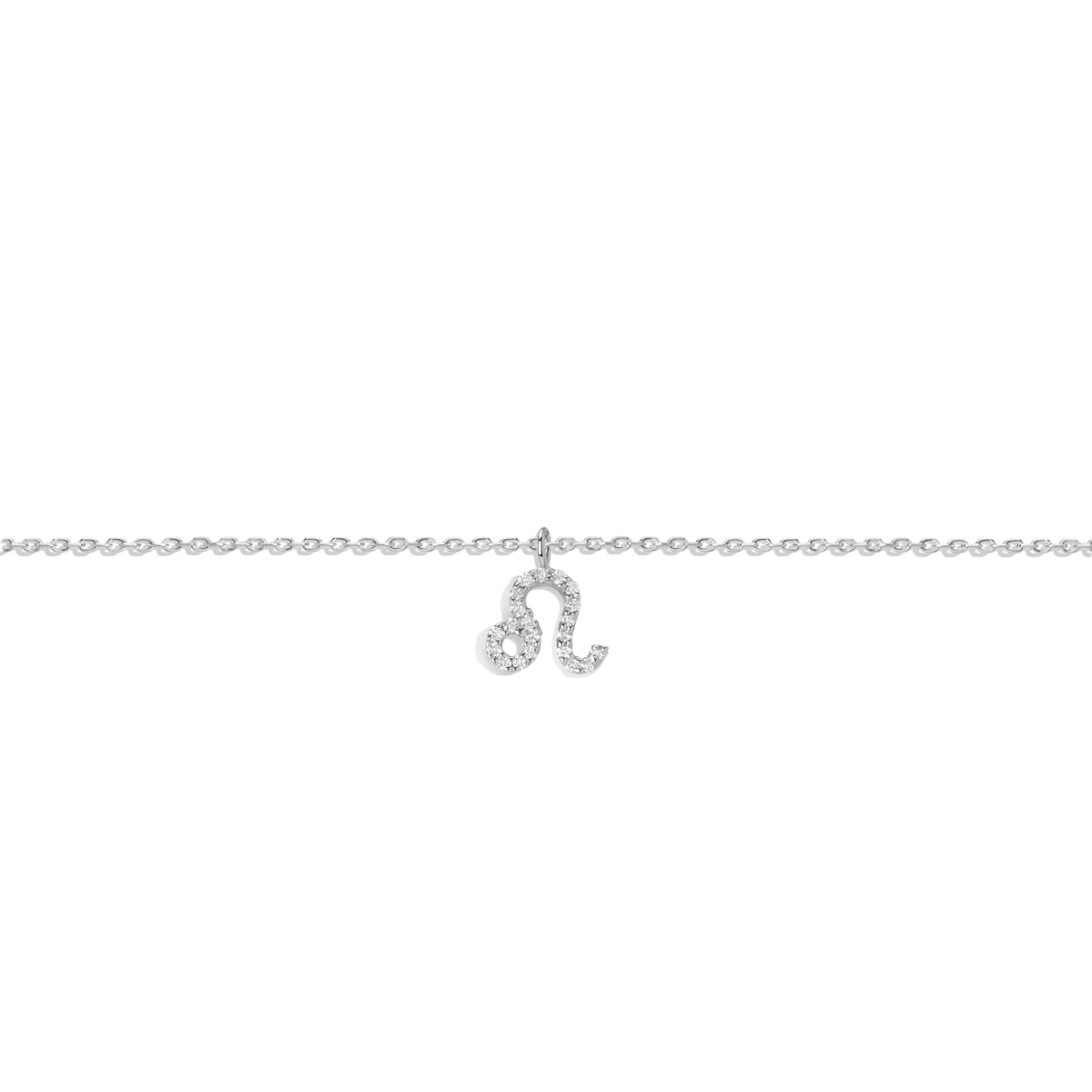 Pave Diamond Zodiac Bracelet Leo 14K 18K White Gold