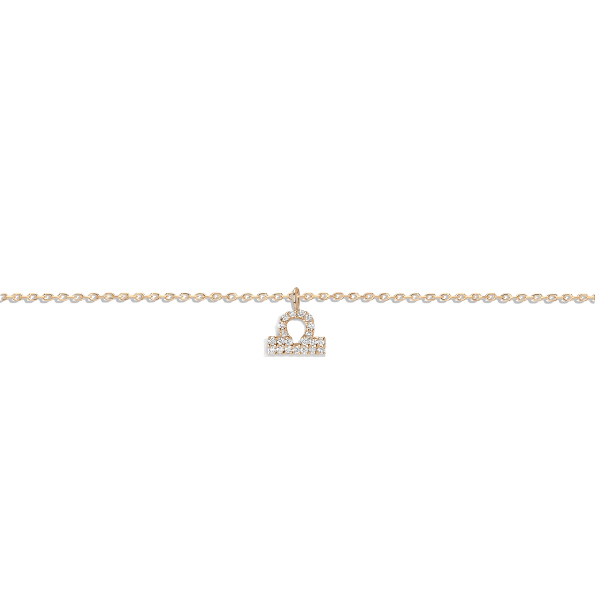 Pave Diamond Zodiac Bracelet Libra 14K 18K Yellow Gold