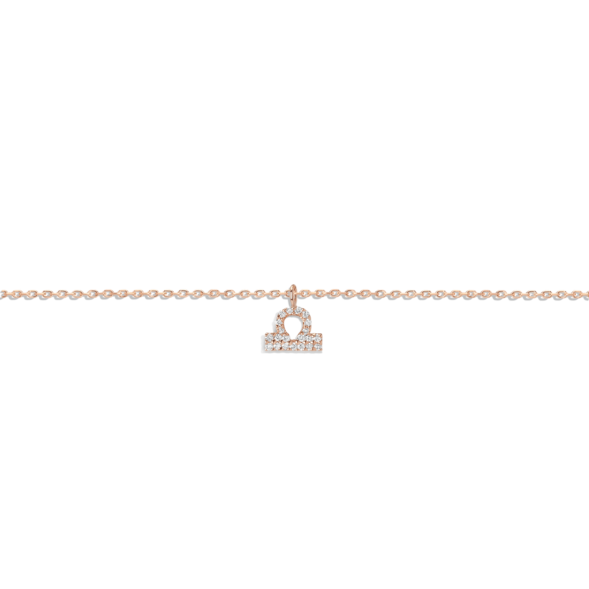 Pave Diamond Zodiac Bracelet Libra 14K 18K Rose Gold