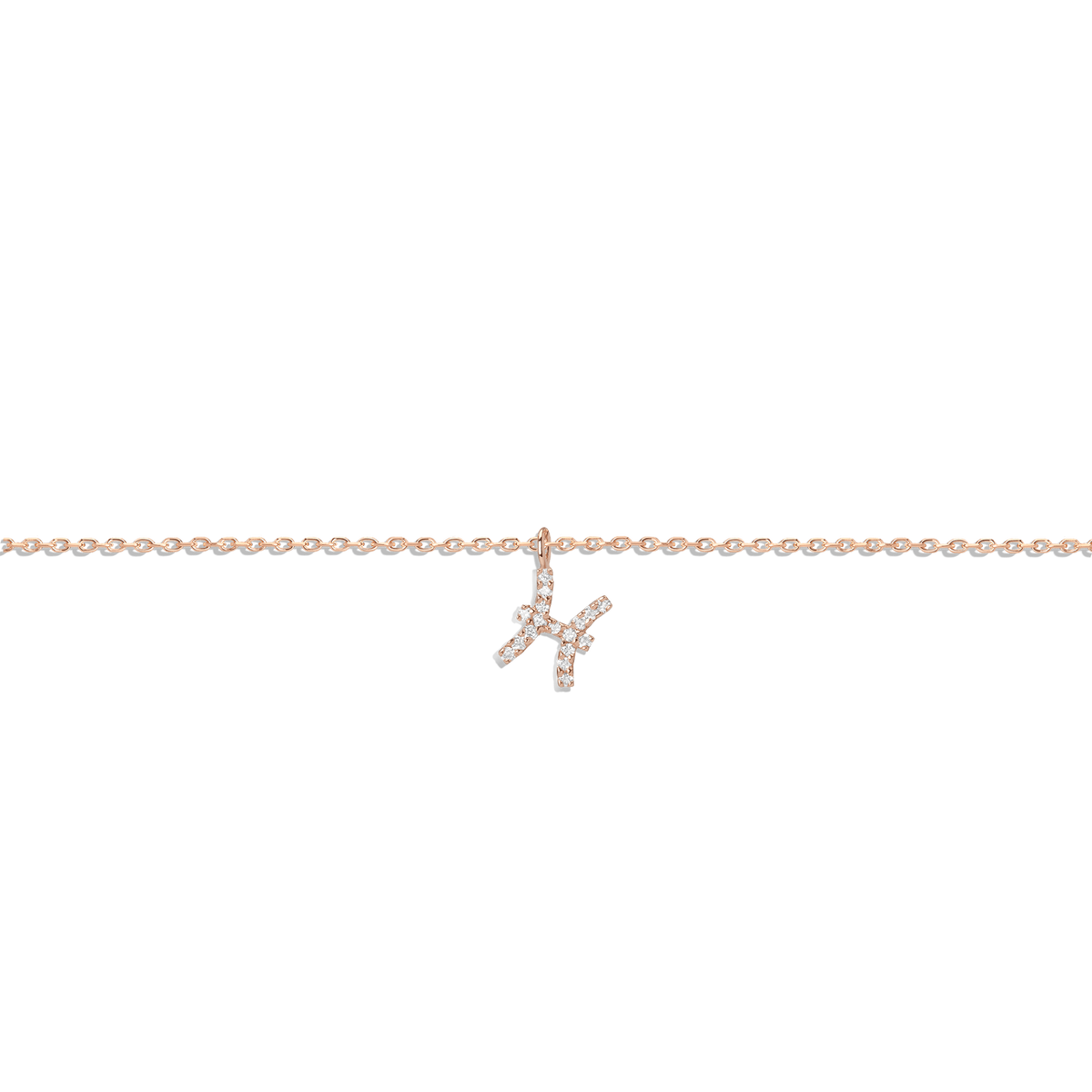 Pave Diamond Zodiac Bracelet Pisces 14K 18K Rose Gold