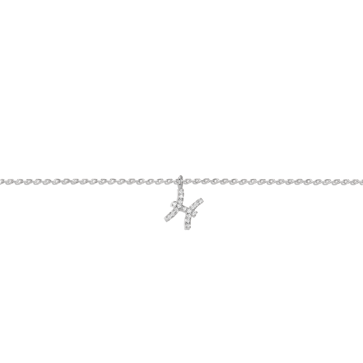Pave Diamond Zodiac Bracelet Pisces 14K 18K White Gold