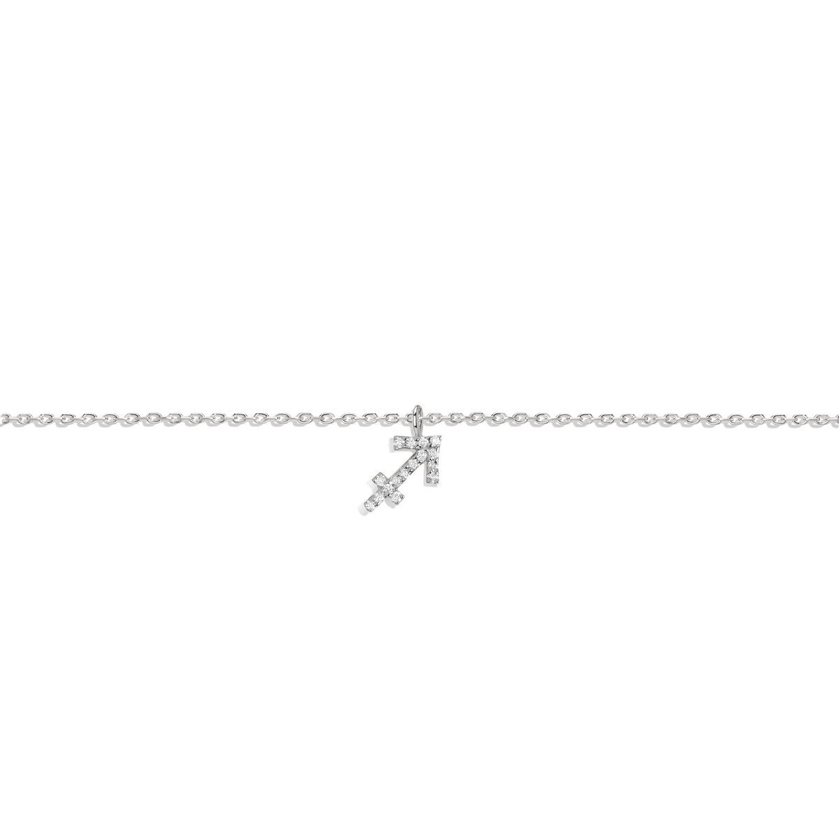 Pave Diamond Zodiac Bracelet Sagittarius 14K 18K White Gold