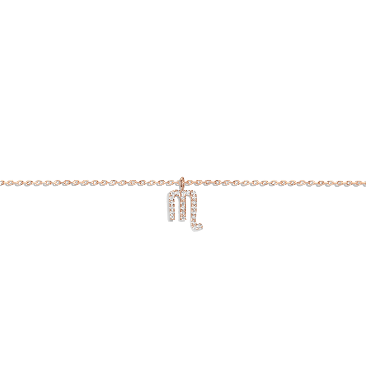 Pave Diamond Zodiac Bracelet Scorpio 14K 18K Rose Gold