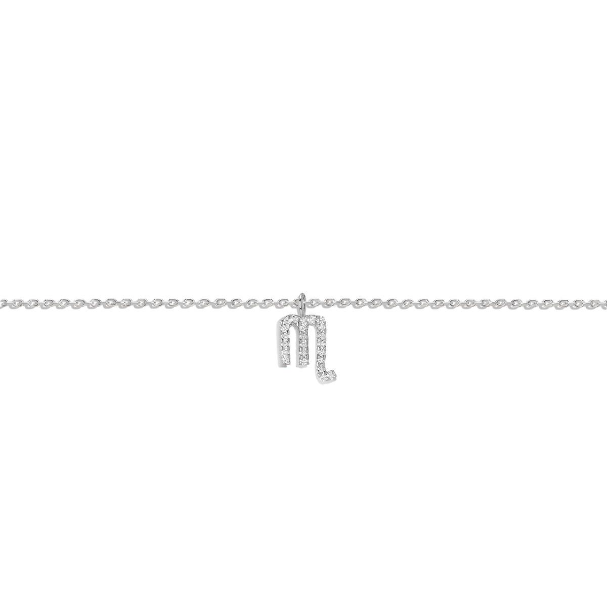 Pave Diamond Zodiac Bracelet Scorpio 14K 18K White Gold