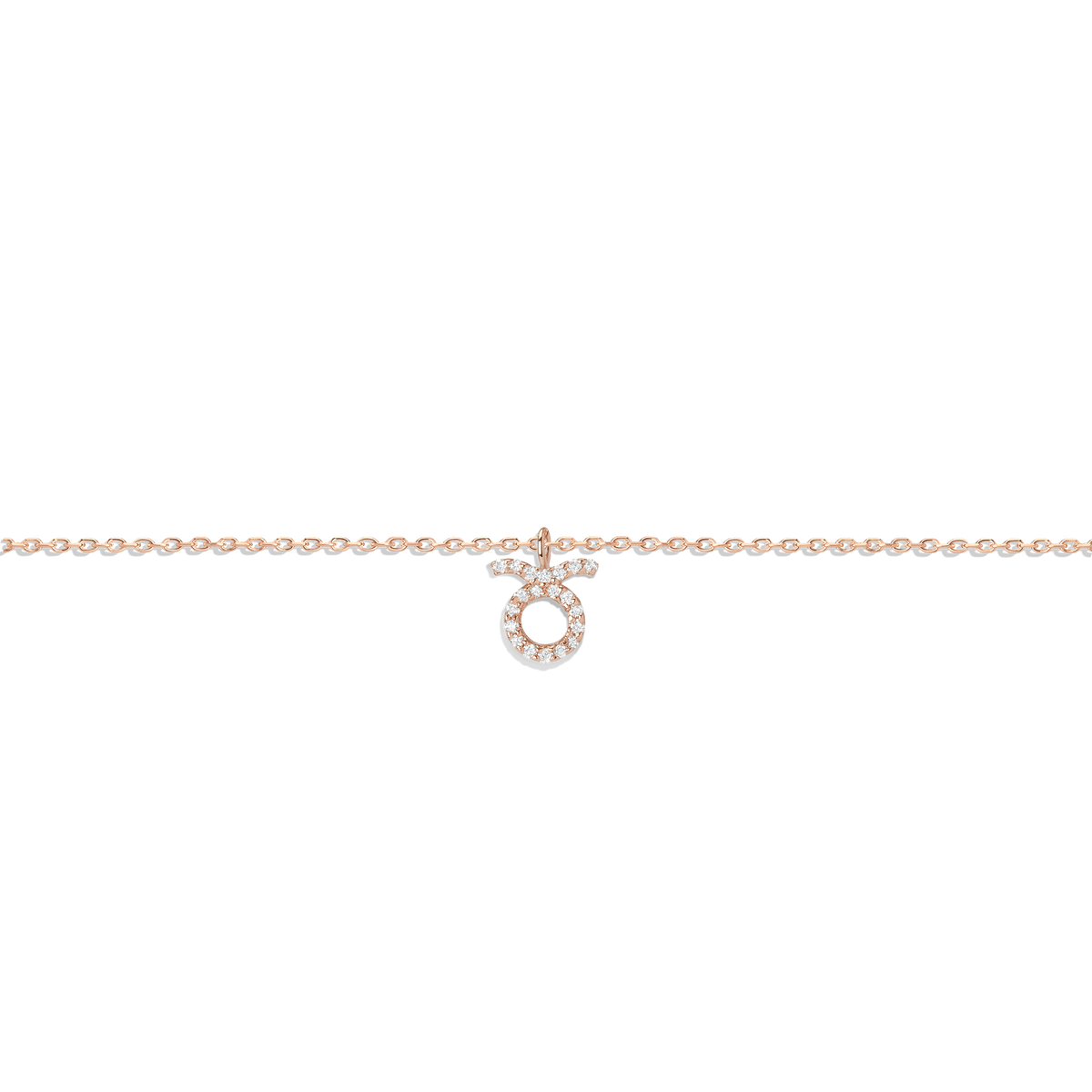 Pave Diamond Zodiac Bracelet Taurus 14K 18K Rose Gold