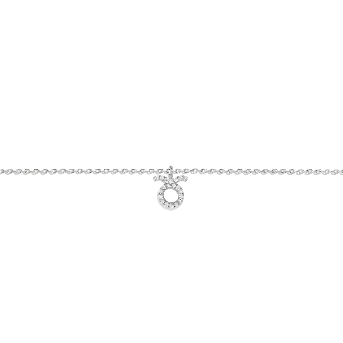 Pave Diamond Zodiac Bracelet Taurus 14K 18K White Gold