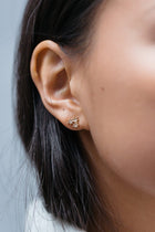 Flower Earring Stud with White Diamonds