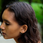 Circle Earrings with Diamond Bar
