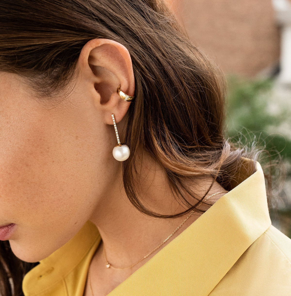 Proud Pearl Earrings Lifestyle Model