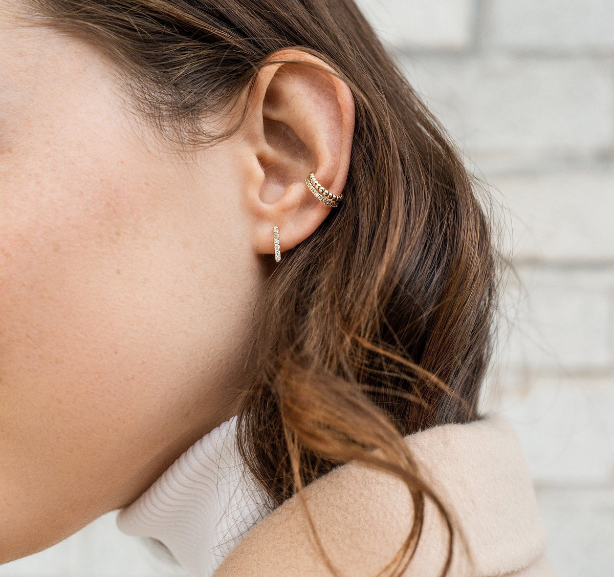 Mini Circle Ear Cuff Lifestyle Model