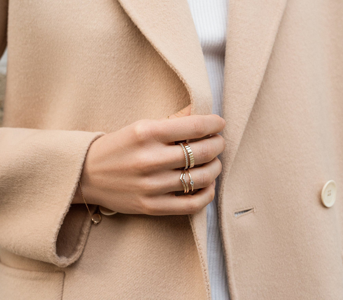 Diamond Brooklyn Bridge Ring On Model Lifestyle