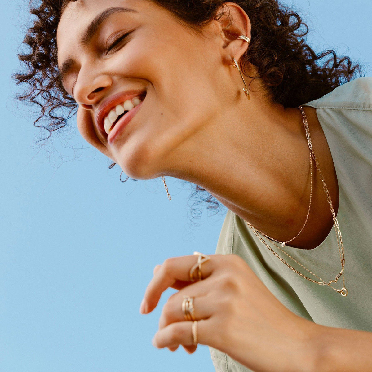 Diamond Bezel Necklace Lifestyle Model