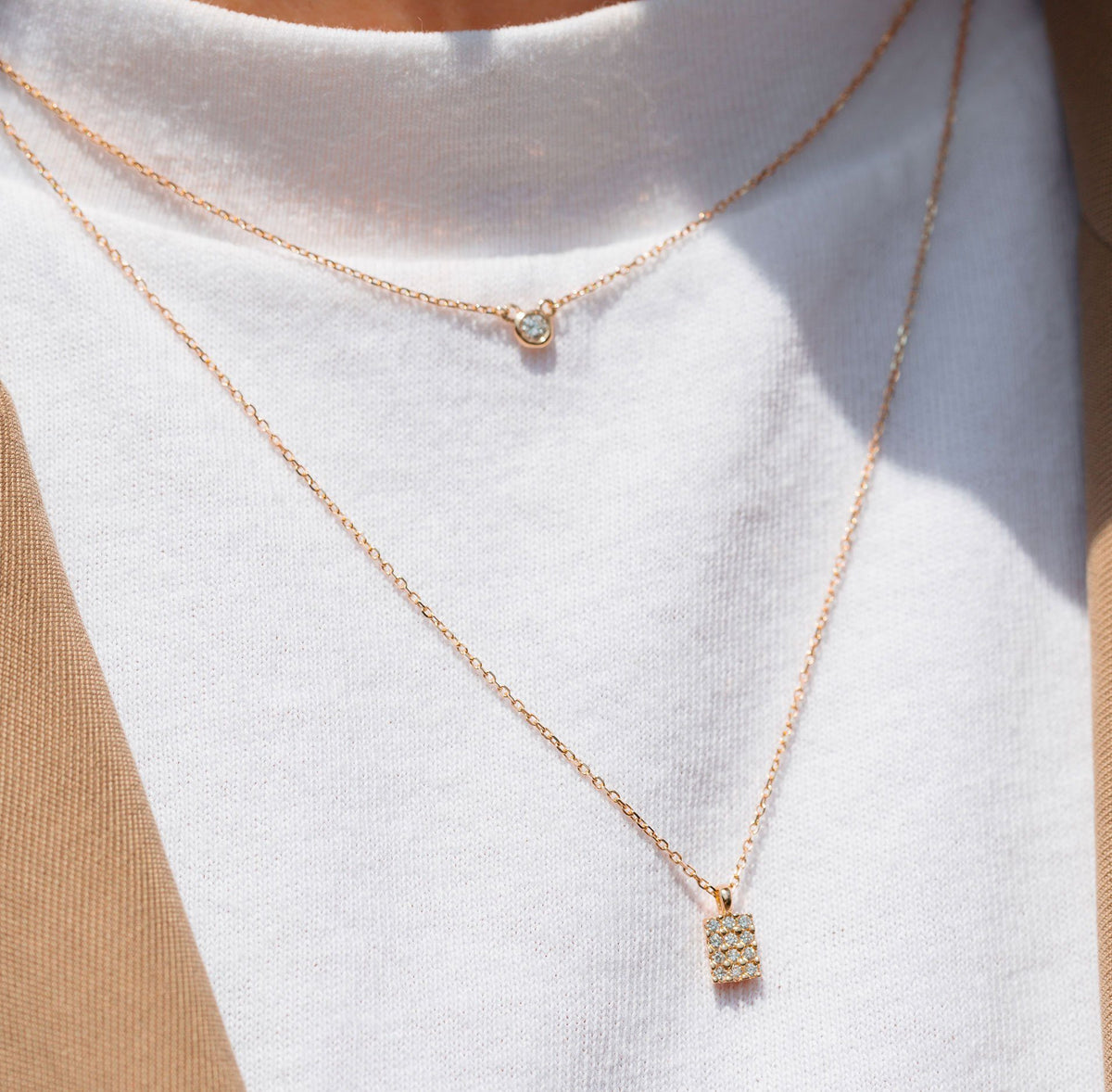 Diamond Signet Pendant Lifestyle Model