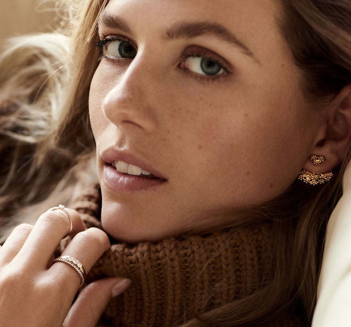 Flower Earring Back Small On Model Lifestyle