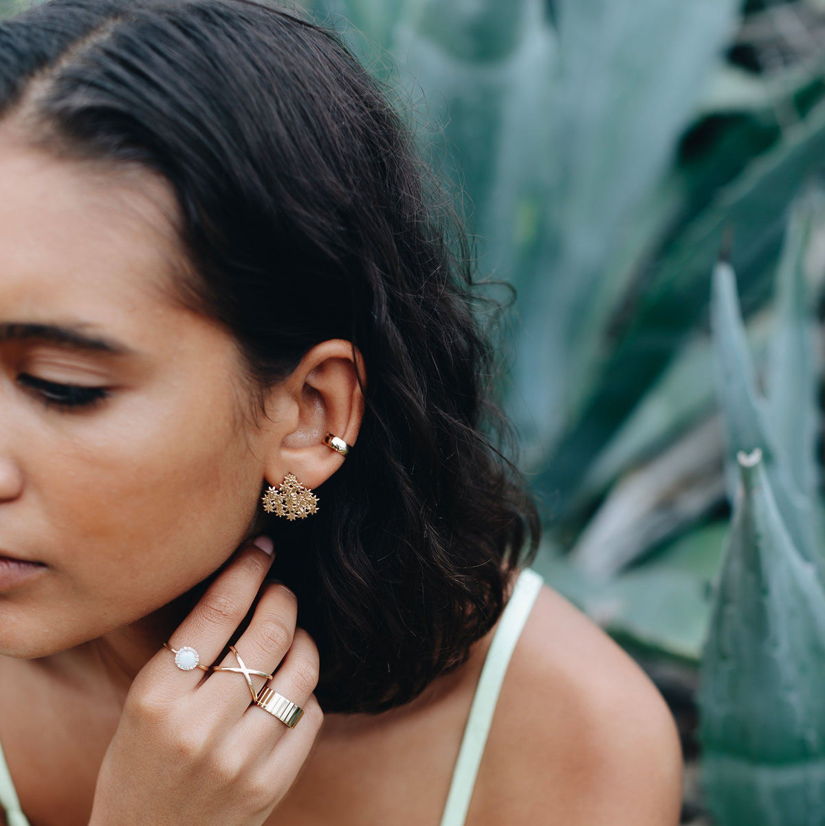 Flower Earring Back Small On Model Lifestyle