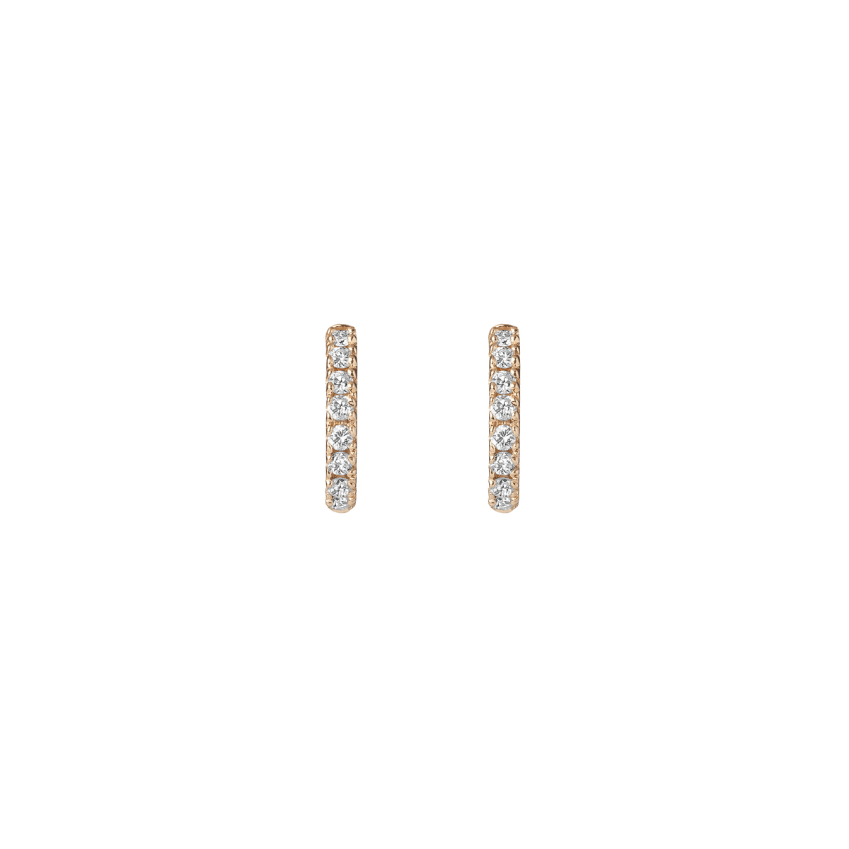 Huggie Earrings with White Diamonds Yellow Gold Vermeil 14k 18k Pair | Single |
