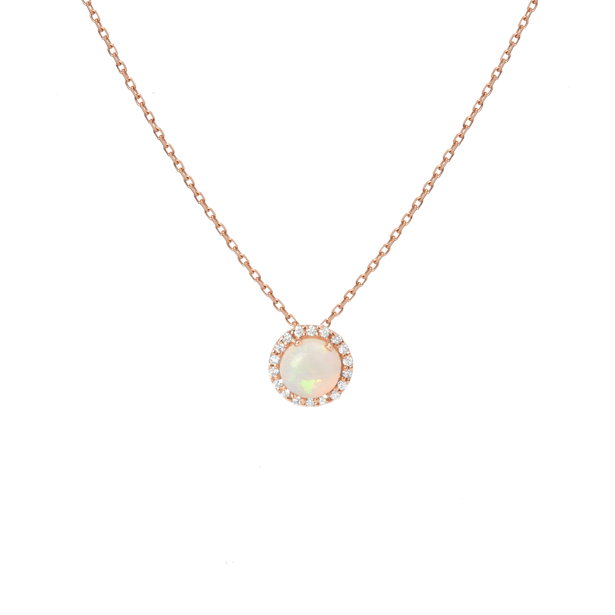 Opal Diamond Pendant Rose Gold Vermeil 14K Rose Gold 18K Rose Gold White Diamonds First