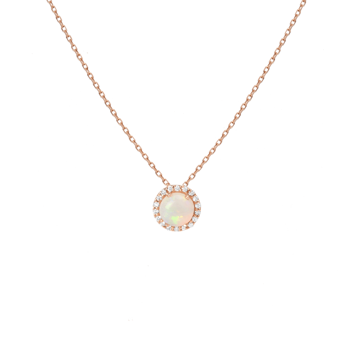 Opal Diamond Pendant Rose Gold Vermeil 14K Rose Gold 18K Rose Gold White Diamonds First