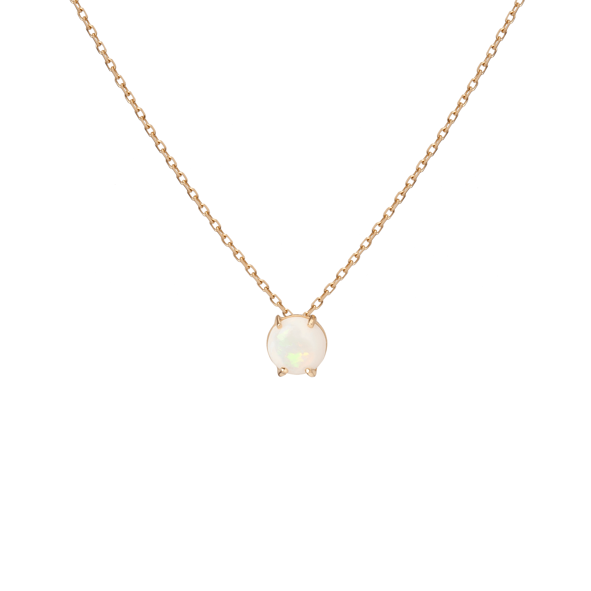 Simple Opal Necklace Yellow Gold Vermeil 14K Yellow Gold 18K Yellow Gold First 