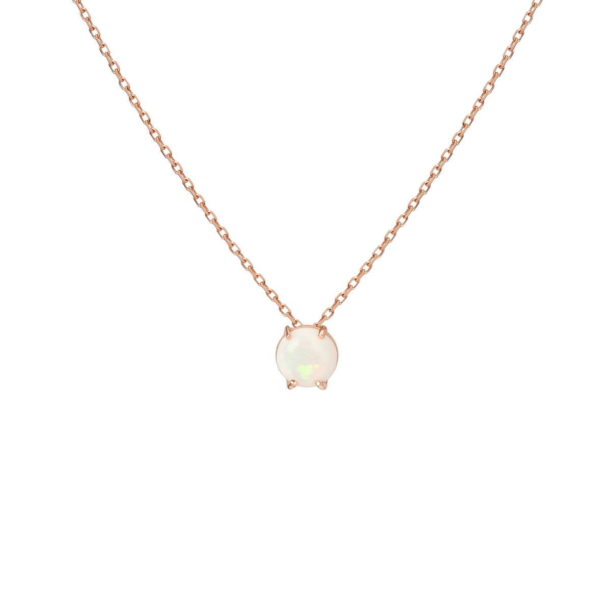 Simple Opal Necklace Rose Gold Vermeil 14K Rose Gold 18K Rose Gold First 