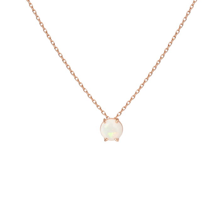 Simple Opal Necklace Rose Gold Vermeil 14K Rose Gold 18K Rose Gold First 