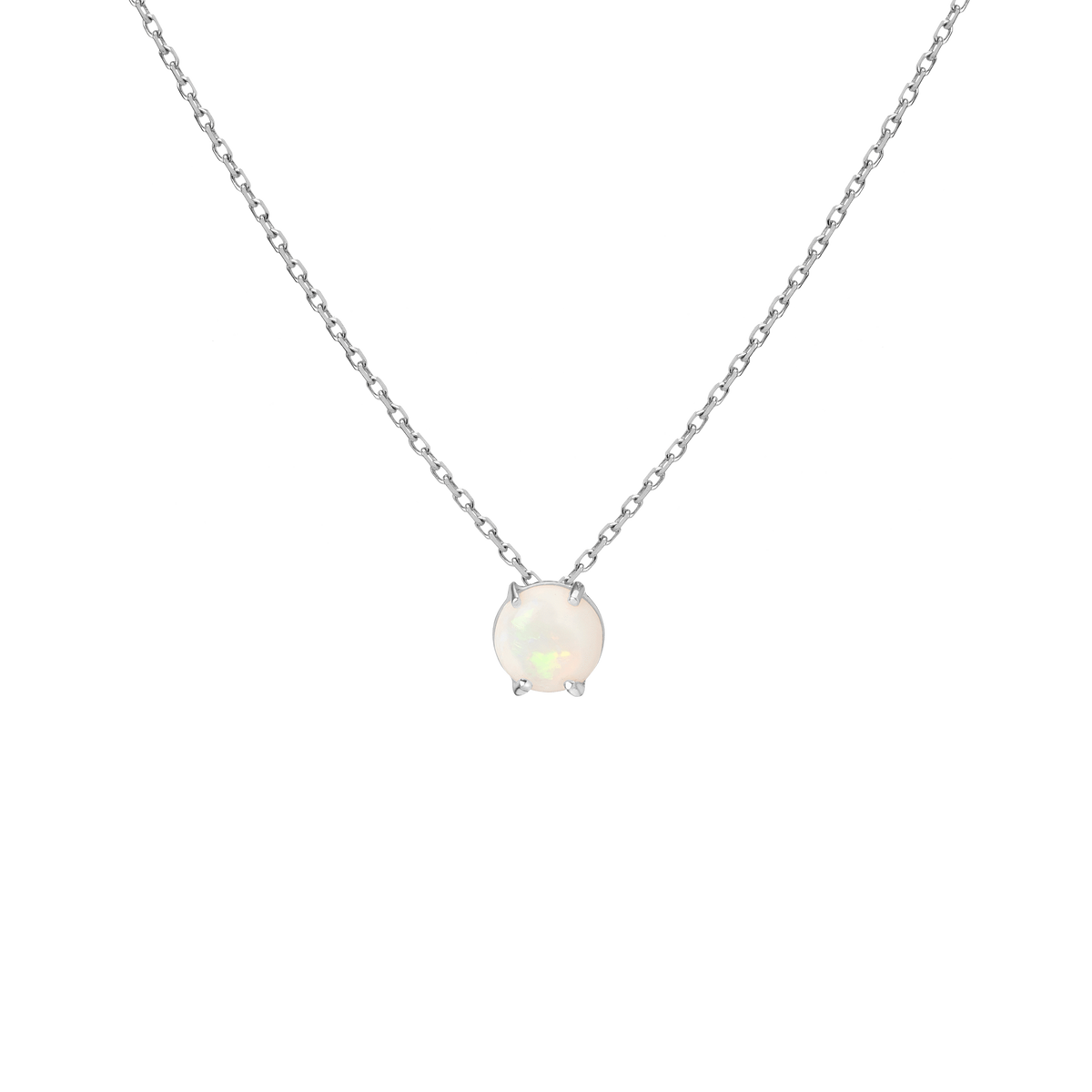 Simple Opal Necklace White Gold Vermeil 14K White Gold 18K White Gold First 