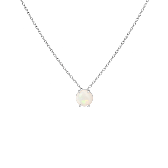 Simple Opal Necklace White Gold Vermeil 14K White Gold 18K White Gold First 