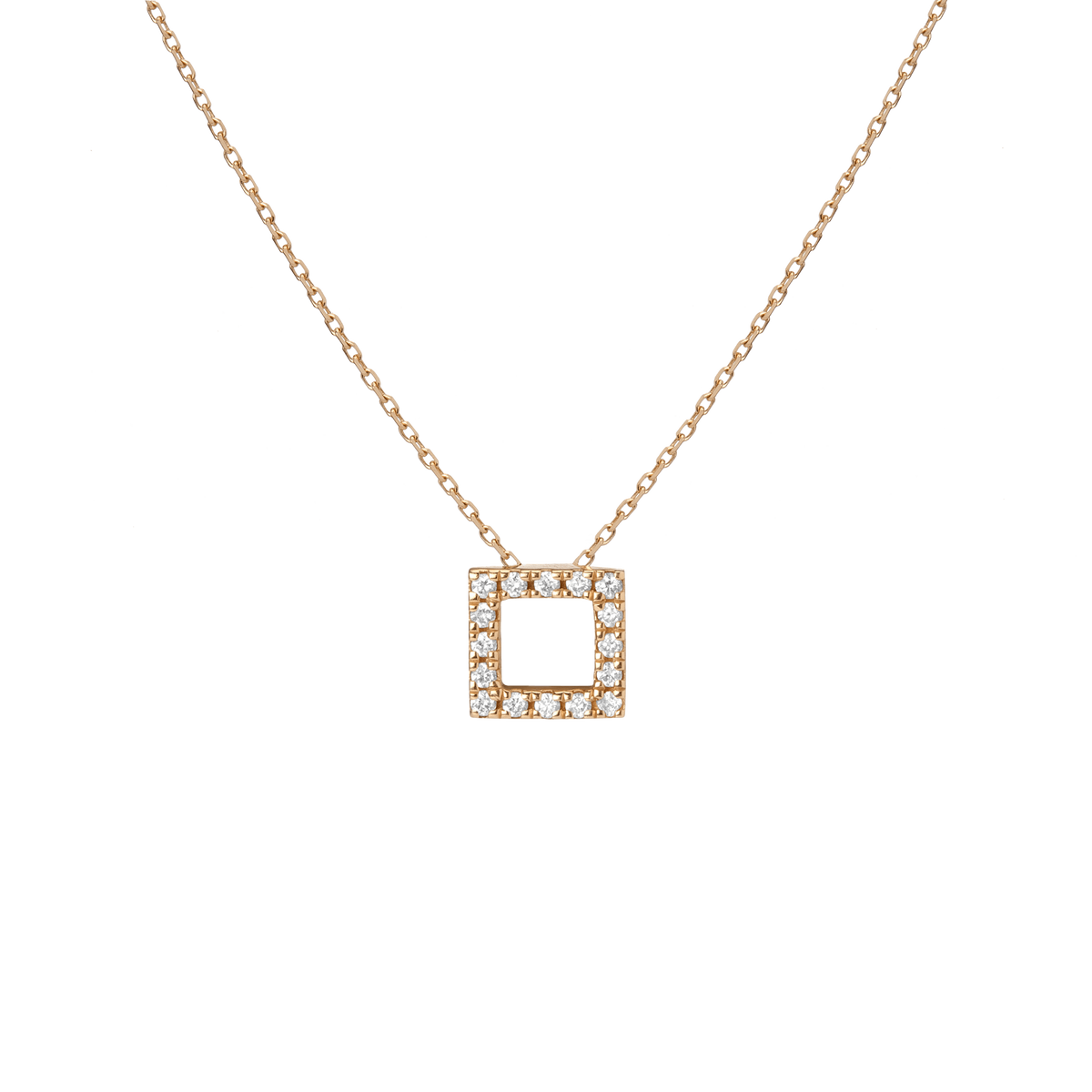 Diamond Square Pendant with White Diamonds Yellow Gold Vermeil 14K Yellow Gold 18K Yellow Gold White Diamonds First