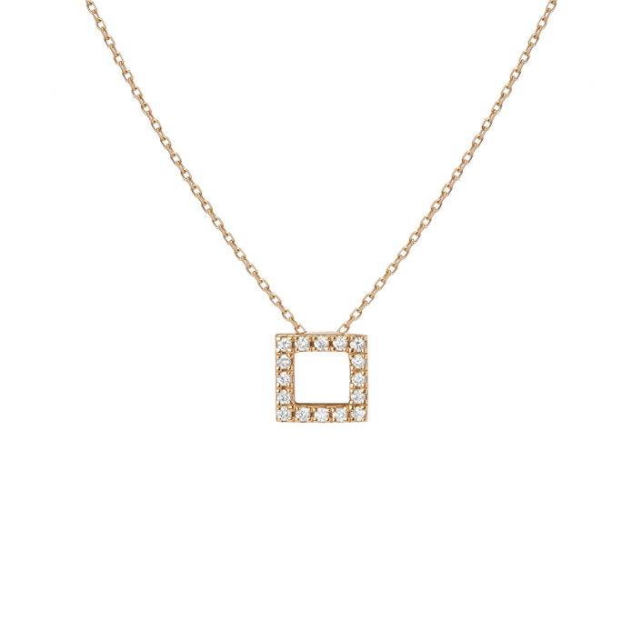 Diamond Square Pendant with White Diamonds Yellow Gold Vermeil 14K Yellow Gold 18K Yellow Gold White Diamonds First