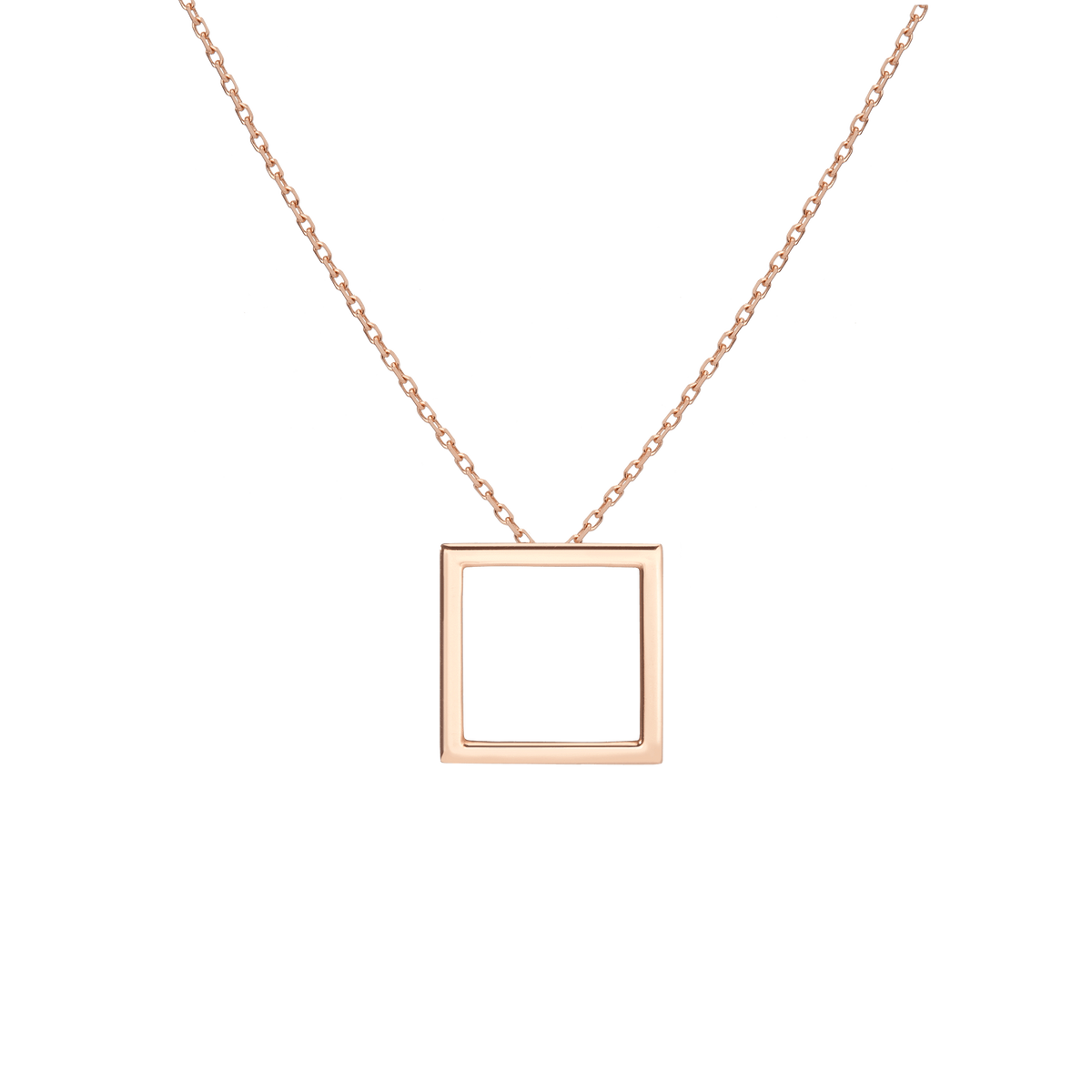 Square Gold Necklace Rose Gold Vermeil 14K Rose Gold 18K Rose Gold First