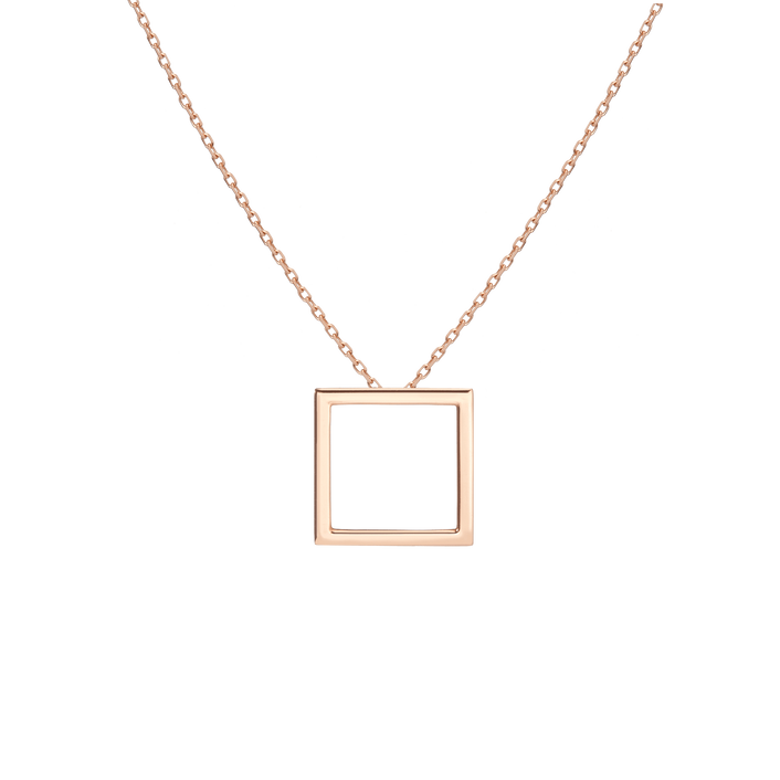 Square Gold Necklace Rose Gold Vermeil 14K Rose Gold 18K Rose Gold First