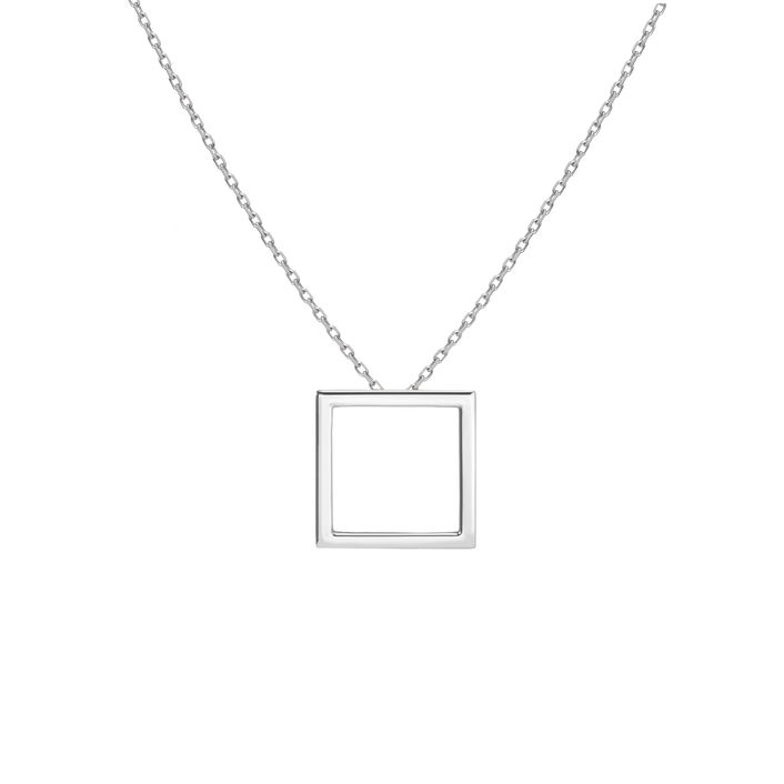 Square Gold Necklace White Gold Vermeil 14K White Gold 18K White Gold First